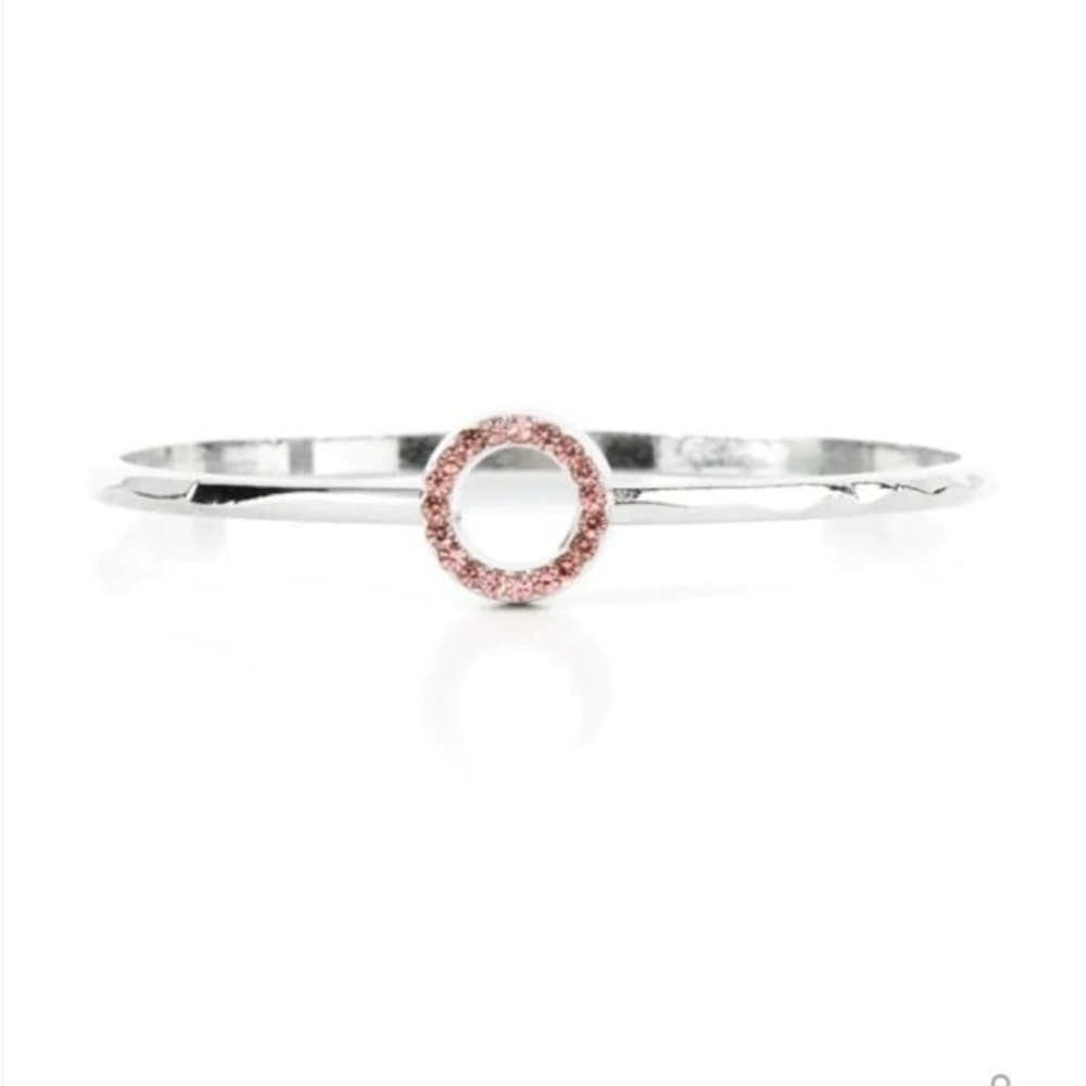 Paparazzi Silver Bracelet with Pink Circle Accent Center Couture Fashion Jewelry